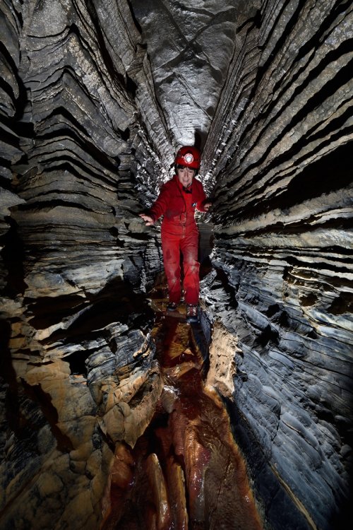 Spider Cave (New York, USA) - Spéléo dans méandre creusé dans des calcaires en petits bancs(SP-19-1820)